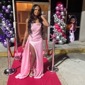 Miss circle pink long corset dress